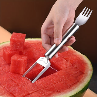 [Quick Arrival] 2 in 1 Stainless Steel Watermelon Slicer and Hanger - Easy Cutting and Serving Tool for Kitchen and Dining