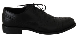 Dolce &amp; Gabbana Elegant Black Leather Derby Wingtip Dress Shoes