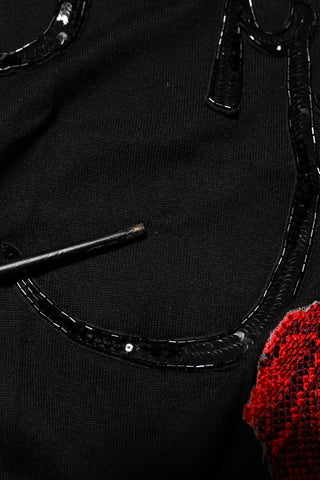 Dolce & Gabbana Black Rose Sequin Embellishments Blouse Top