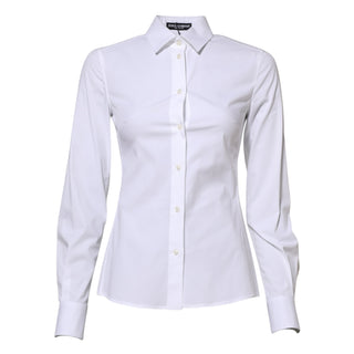 Dolce & Gabbana White Cotton Long Sleeves Collared Shirt Top