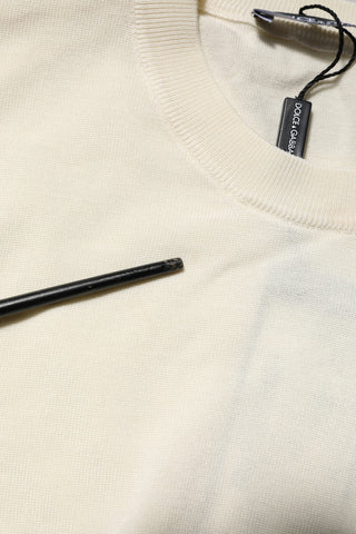 Dolce & Gabbana White Silk Short Sleeves Blouse Pullover Top