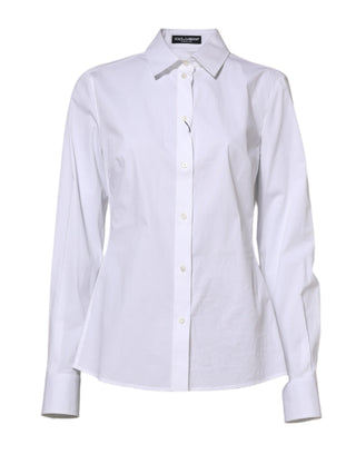 Dolce & Gabbana White Cotton Long Sleeves Collared Shirt Top