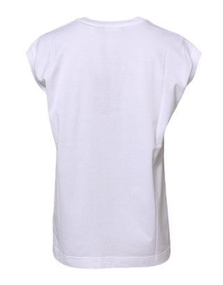 Dolce & Gabbana White Cotton Sleeveless Women Tank T-shirt