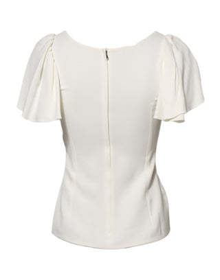 Dolce & Gabbana White Round Neck Short Sleeves Blouse Top