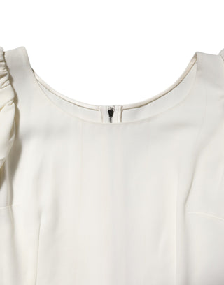 Dolce & Gabbana White Round Neck Short Sleeves Blouse Top