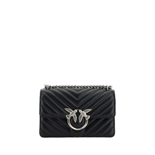 PINKO Black Calf Leather Bos Taurus Shoulder Bag