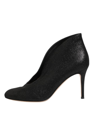 Gianvito Rossi Metallic Black Pump Stiletto Heels Shoes