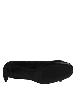 DEL CARLO Black Suede Leather Slip On High Heels Pump Shoes
