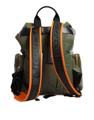 Dolce & Gabbana Military Green Patchwork Rucksack Backpack Bag