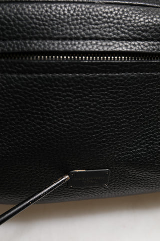 Dolce & Gabbana Black Palermo Backpack Hammered Calfskin Leather Bag
