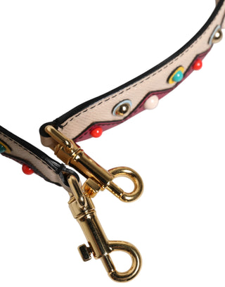 Dolce & Gabbana Beige Red Leather Handbag Accessory Shoulder Strap