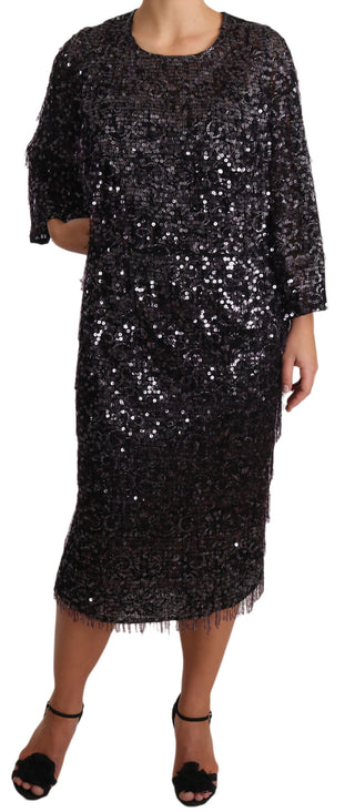 Dolce &amp; Gabbana Sequined Shift Midi Dress – Timeless Elegance