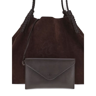Etro Brown Calf Leather Bos Taurus Shoulder Bag