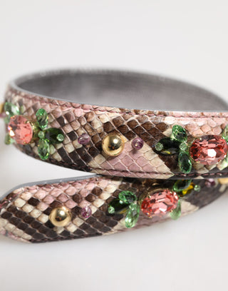 Dolce & Gabbana Multicolor Python Embellished Crystal Stud Shoulder Strap