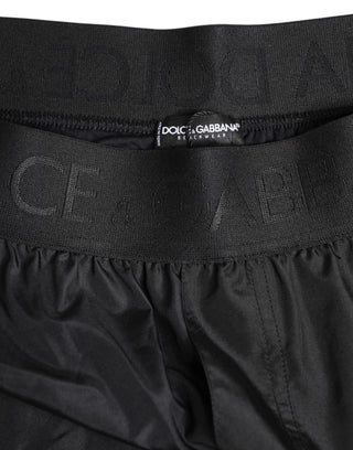 Dolce & Gabbana Black Logo Print Beachwear Men Shorts Swimwear
