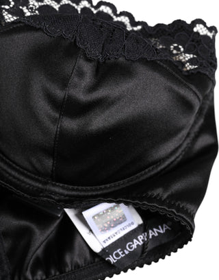 Dolce & Gabbana Black Silk Underwired Balconette Bra Underwear