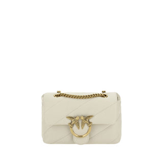 PINKO White Calf Leather Bos Taurus Shoulder Bag