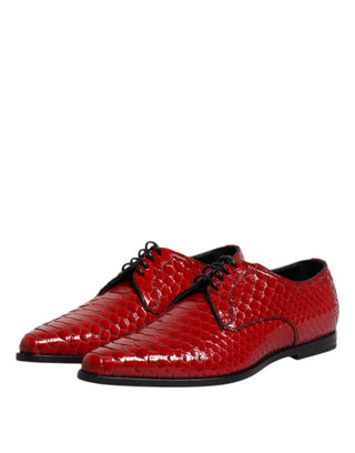 Dolce & Gabbana Red Exotic Leather Lace Up Dress Derby Shoes