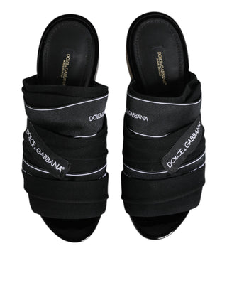 Dolce & Gabbana Black Slides Slip On Sandals Shoes