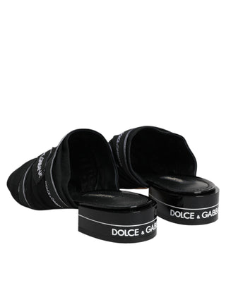 Dolce & Gabbana Black Slides Slip On Sandals Shoes