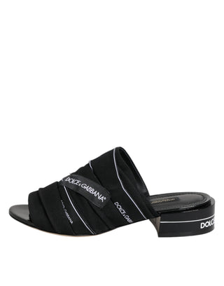 Dolce & Gabbana Black Slides Slip On Sandals Shoes