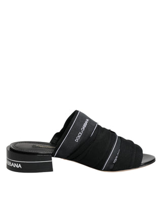 Dolce & Gabbana Black Slides Slip On Sandals Shoes