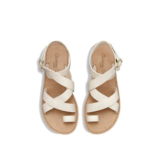 Dior White Calfskin Flat Sandals