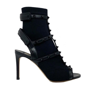 Valentino Garavani Black Leather Stiletto Heel Sandals