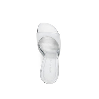 Amina Muaddi Silver Calfskin Mules