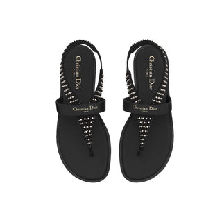Dior Black Calfskin Flat Sandals