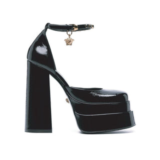 Versace Black Calfskin Platform Pumps