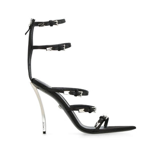Versace Black Calfskin Stiletto Heel Sandals