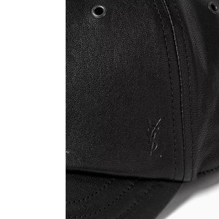 Saint Laurent Cassandre Leather Cap