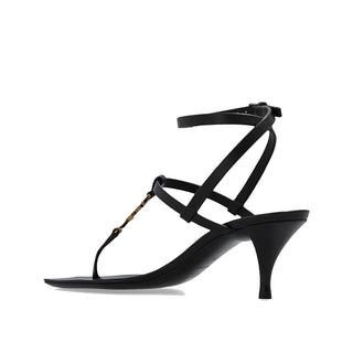 Saint Laurent Black Calfskin Stiletto Heel Sandals