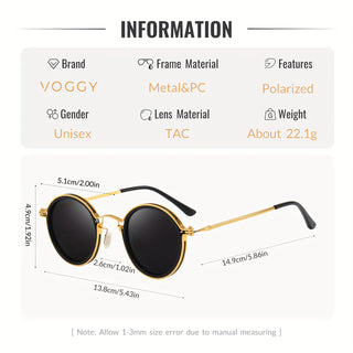 VOGGY Fashion Polarized Sunglasses - Casual Style, Wide Frame(&gt;139mm), TAC Lens, Copper Alloy Frame, for Sports/Driving/Outdoor/Cycling/Fishing/Vacation/Party, with Glasses Case 