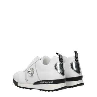 Love Moschino White Leather Low Tops