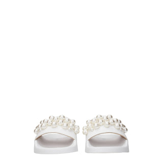 Stuart Weitzman White Leather Slippers