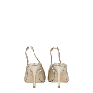 Stuart Weitzman Gold Leather High Heel Pumps