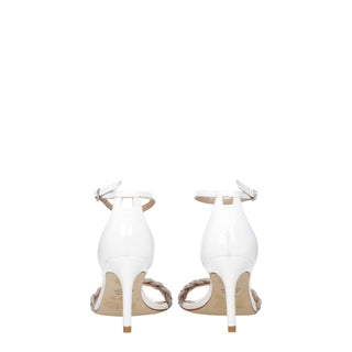 Stuart Weitzman White Leather Stiletto Heels Sandals