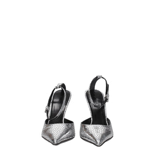 BY FAR Gray Leather High Heel Pumps