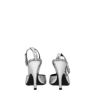 BY FAR Gray Leather High Heel Pumps