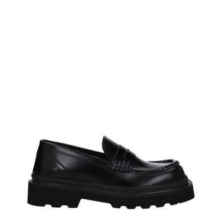 Dolce & Gabbana Black Leather Slip-On Loafers