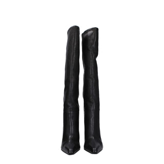 Paris Texas Black Leather High Heel Boots