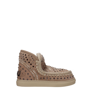 Mou Beige Leather Ankle Boots