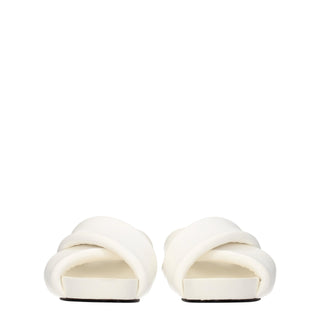 Jil Sander White Leather Slippers Sandals