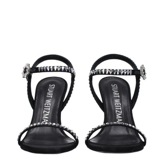Stuart Weitzman Black Satin Stiletto Heels Sandals