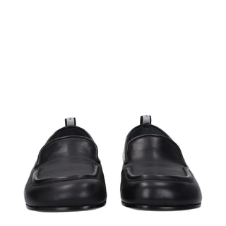 Premiata Black Leather Slip-On Loafers
