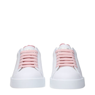 Dolce & Gabbana White Leather Low Tops