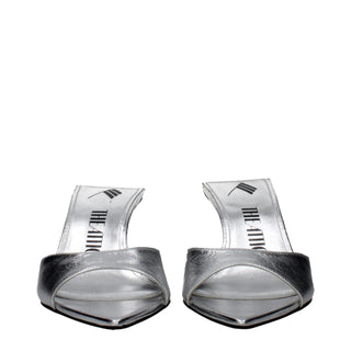 The Attico Gray Leather Stiletto Heels Sandals