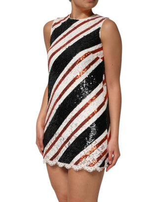 Dolce & Gabbana Multicolor Sequin Embellished Shift Dress